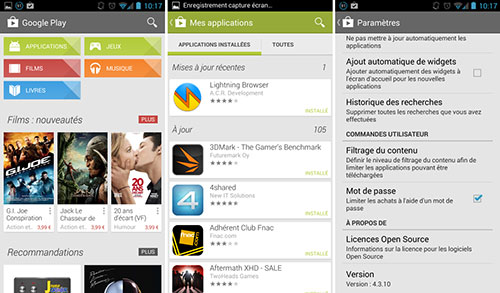 Google Play sur un mobile Android